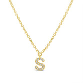 0.05ct 14k Yellow Gold Diamond Necklace - Initial S